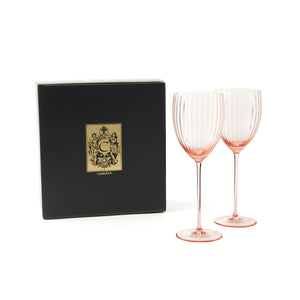 Set of 2 Quinn Rose White Wine Glasses from Caskata.