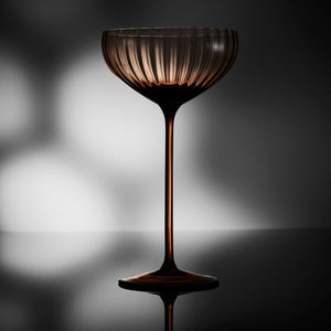 Quinn Amber Coupe Cocktail Glasses sold in Set of 2 Mouth blown Crystal Stemware from Caskata