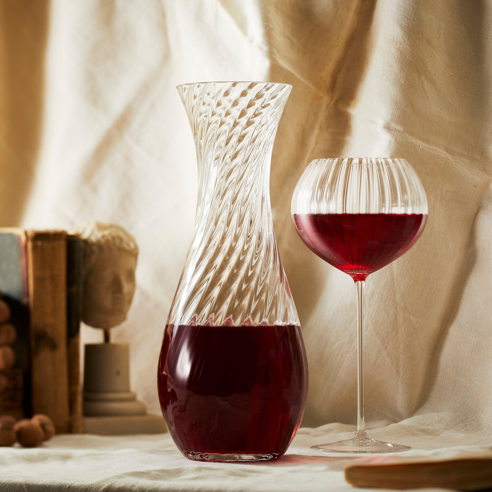 Quinn clear mouth-blown crystal carafe from Caskata.