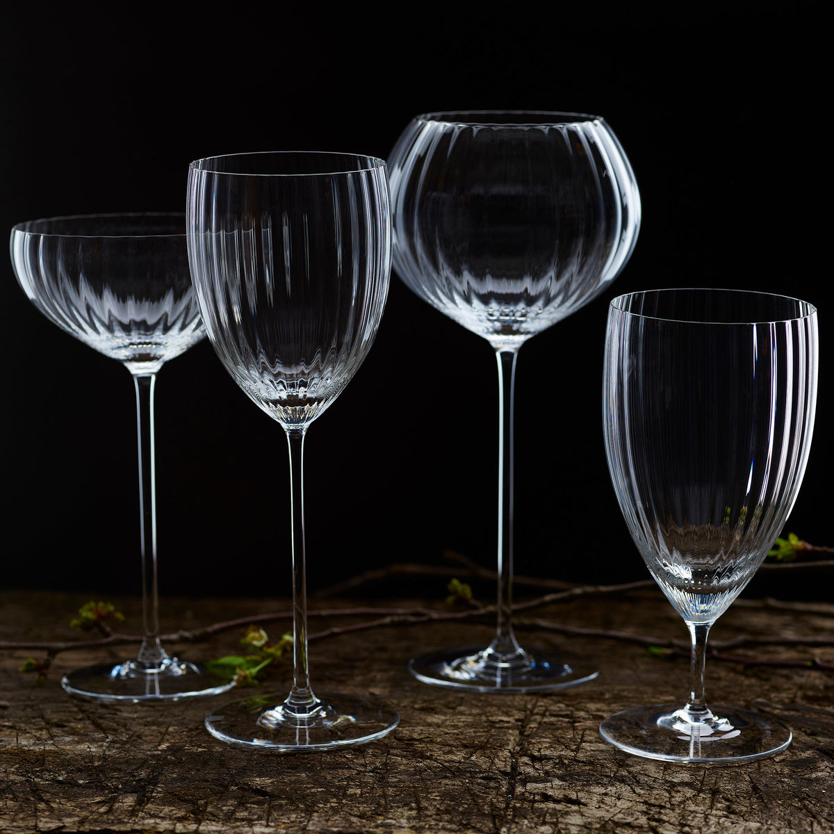Quinn clear mouth-blown crystal glassware collection from Caskata.