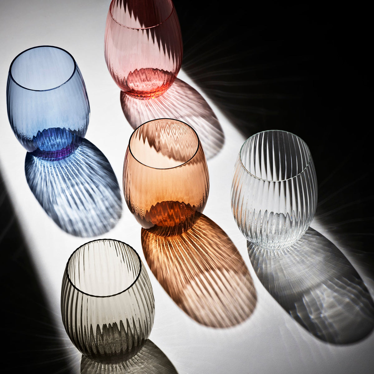 Quinn Mixed Colored Tumblers in Mouthblown Crystal from Caskata