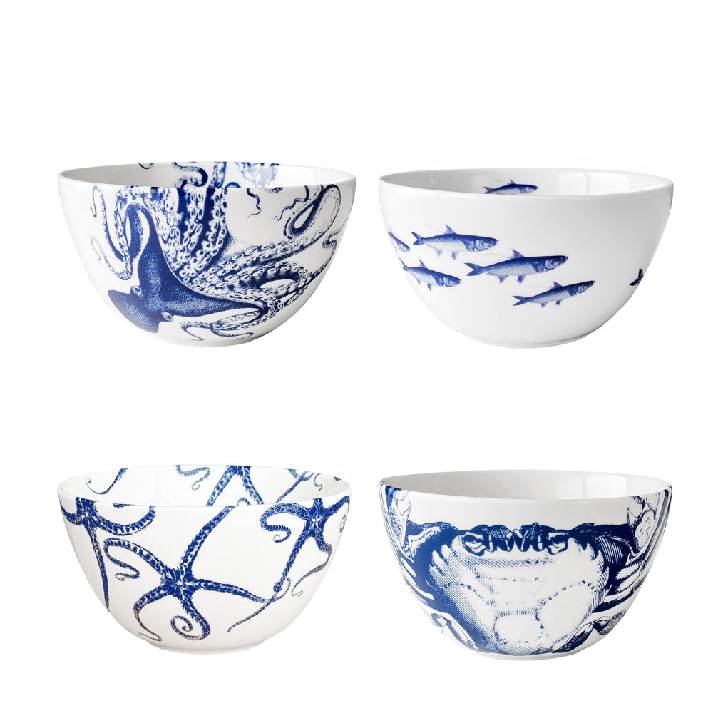 Coastal Icons Cereal Bowls, Mixed Set of 4