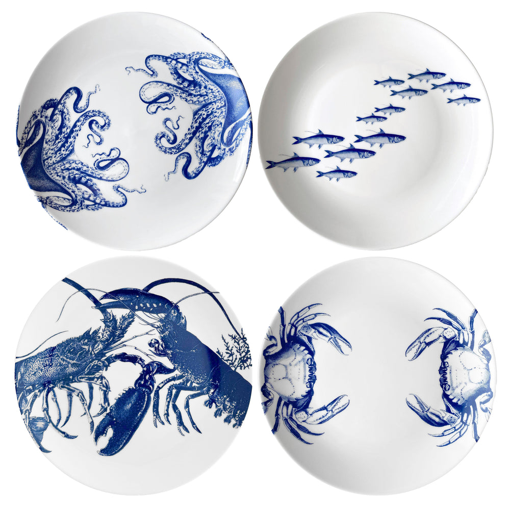 Coastal Icons Dinner Plates, Mixed Set of 4