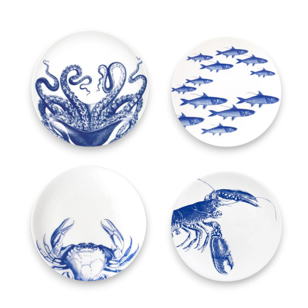 Coastal Icons Small Plates, Mixed Set of 4