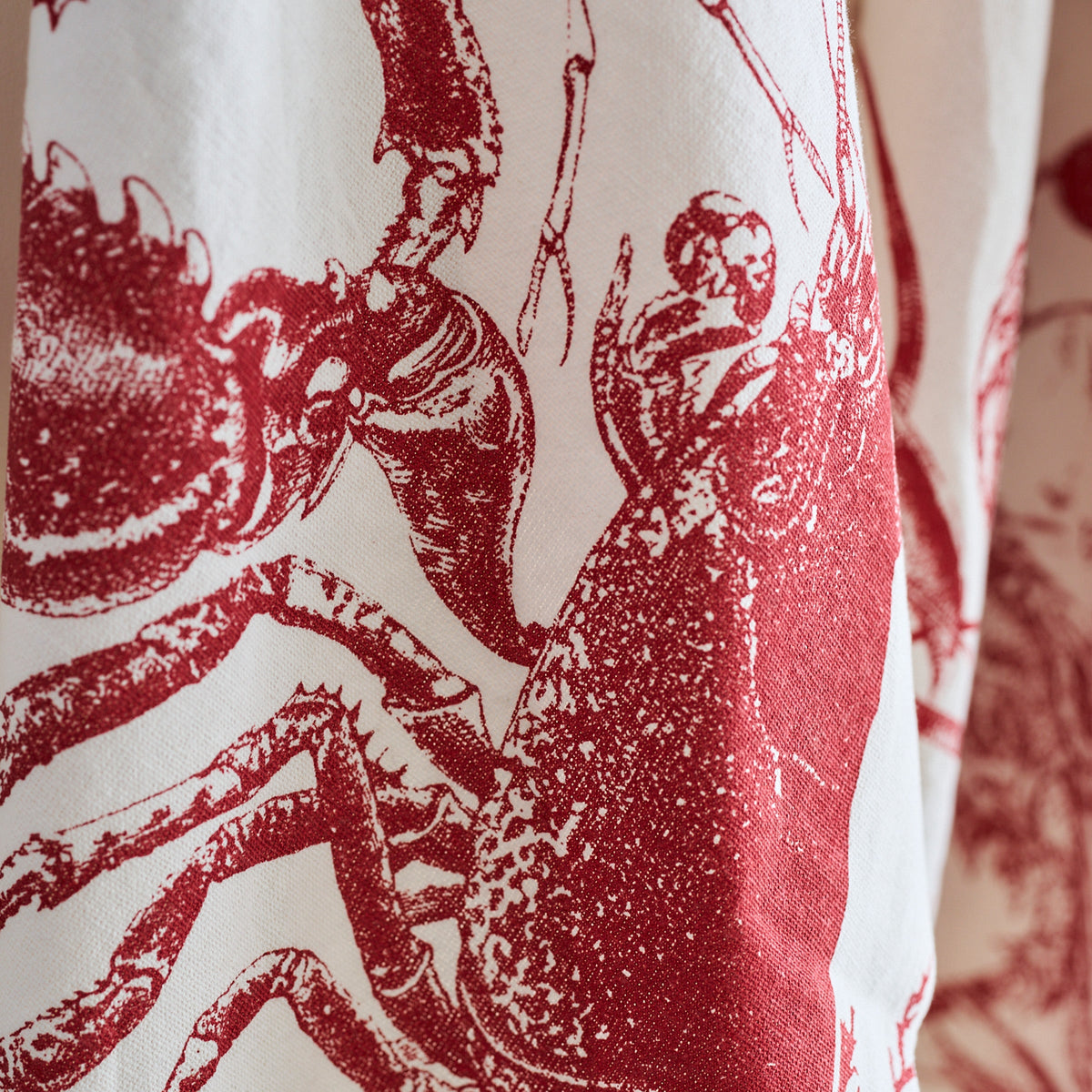 Lobster Kitchen Towel Set of 2 Mixed in Red and White Cotton from Caskata