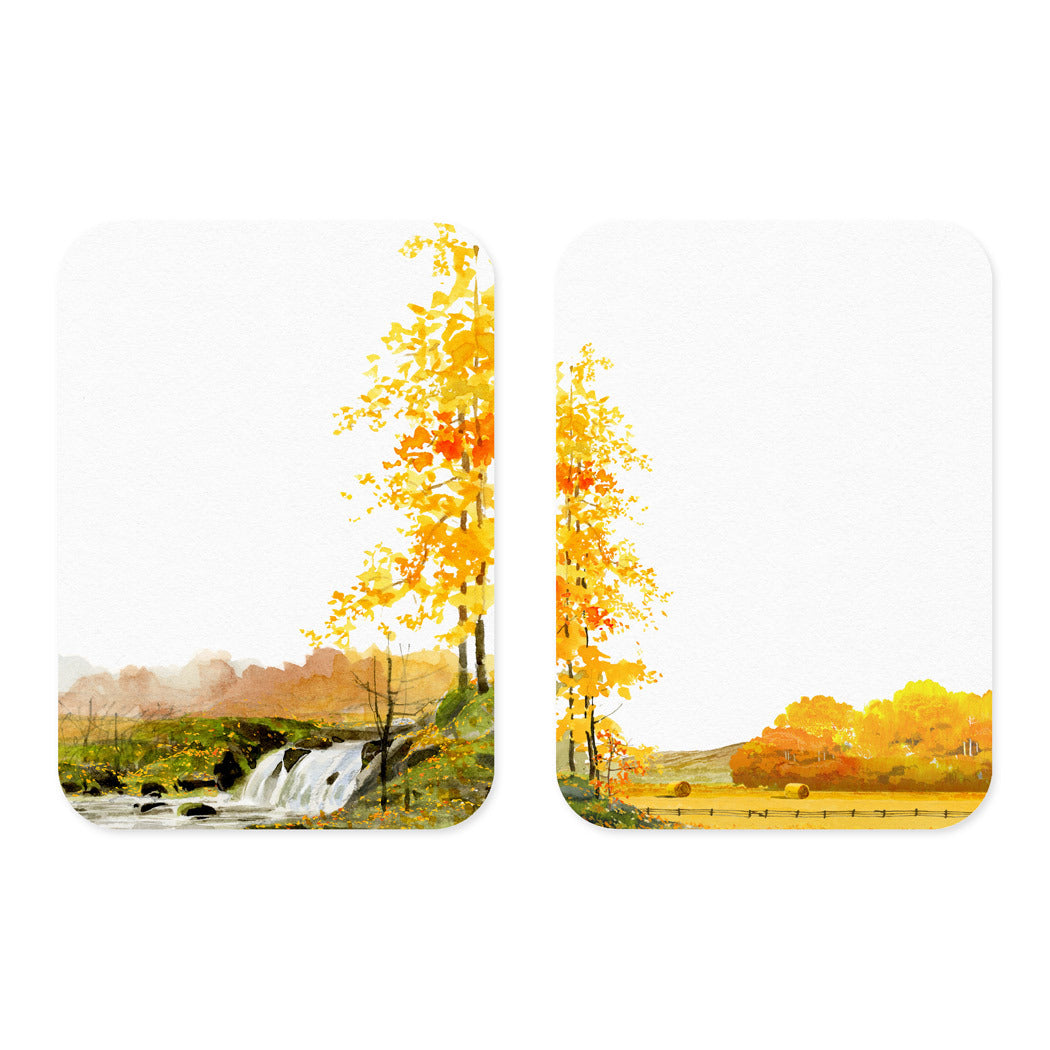 Handmade Caskata X Felix Doolittle Autumn Note Card Set featuring beautiful trees and a stunning waterfall design.