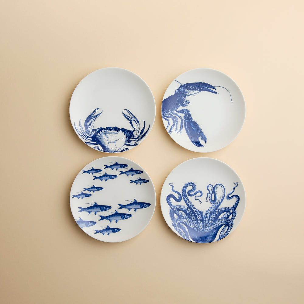 Coastal Icons Small Plates, Mixed Set of 4