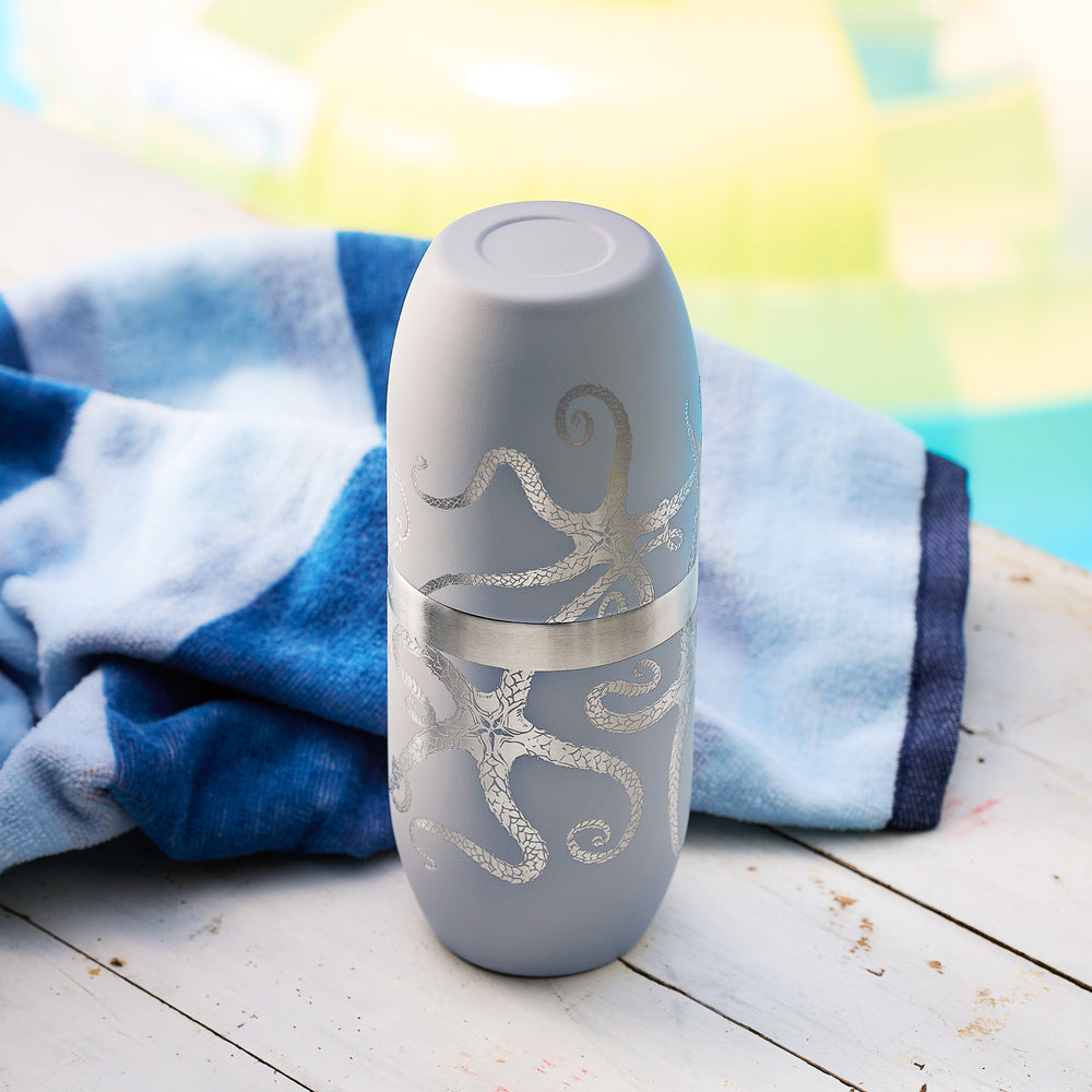 Caskata X High Camp Light Gray Starfish Half-Bottle Wine Flask