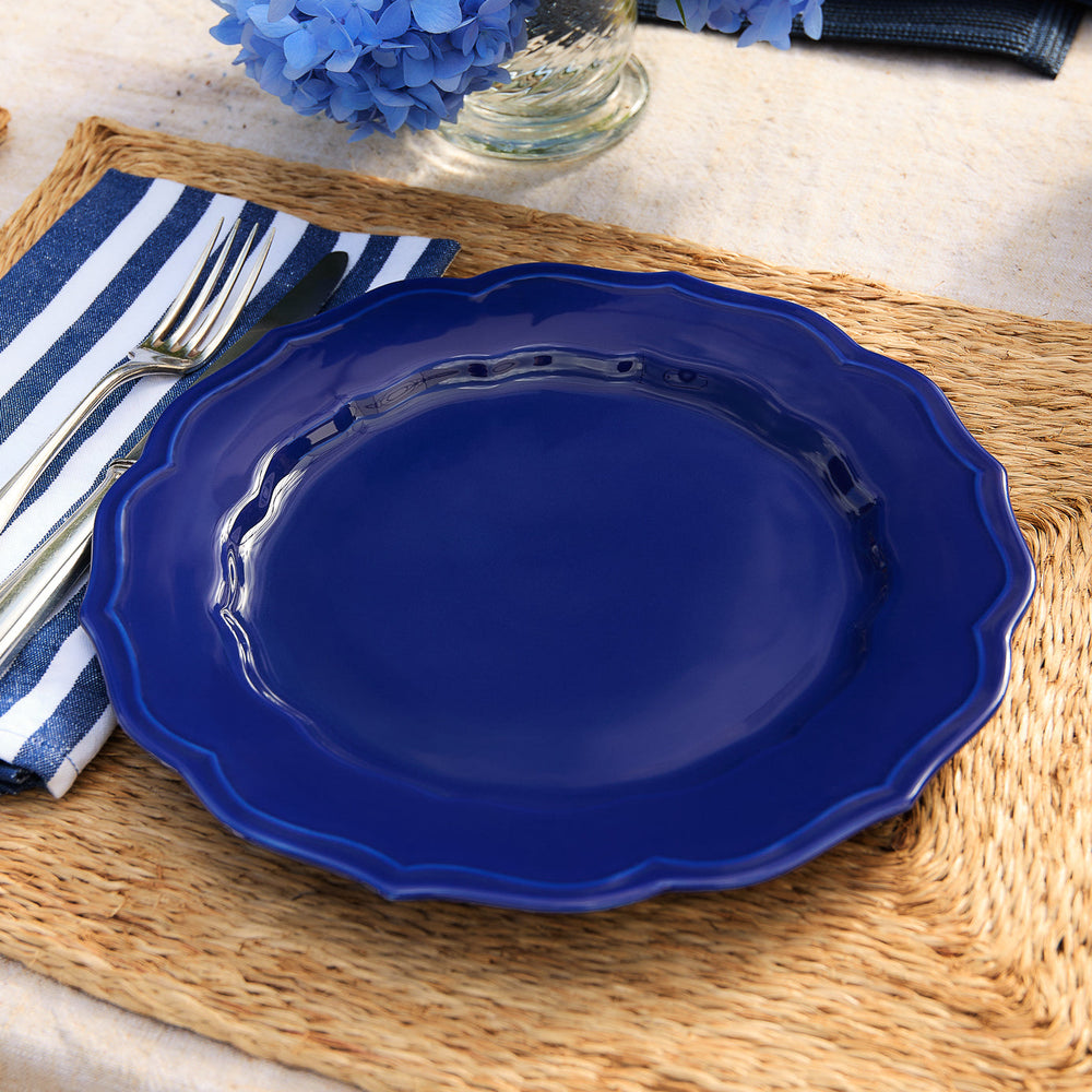 Stella Scalloped Solid Blue Dinner Plate image 3