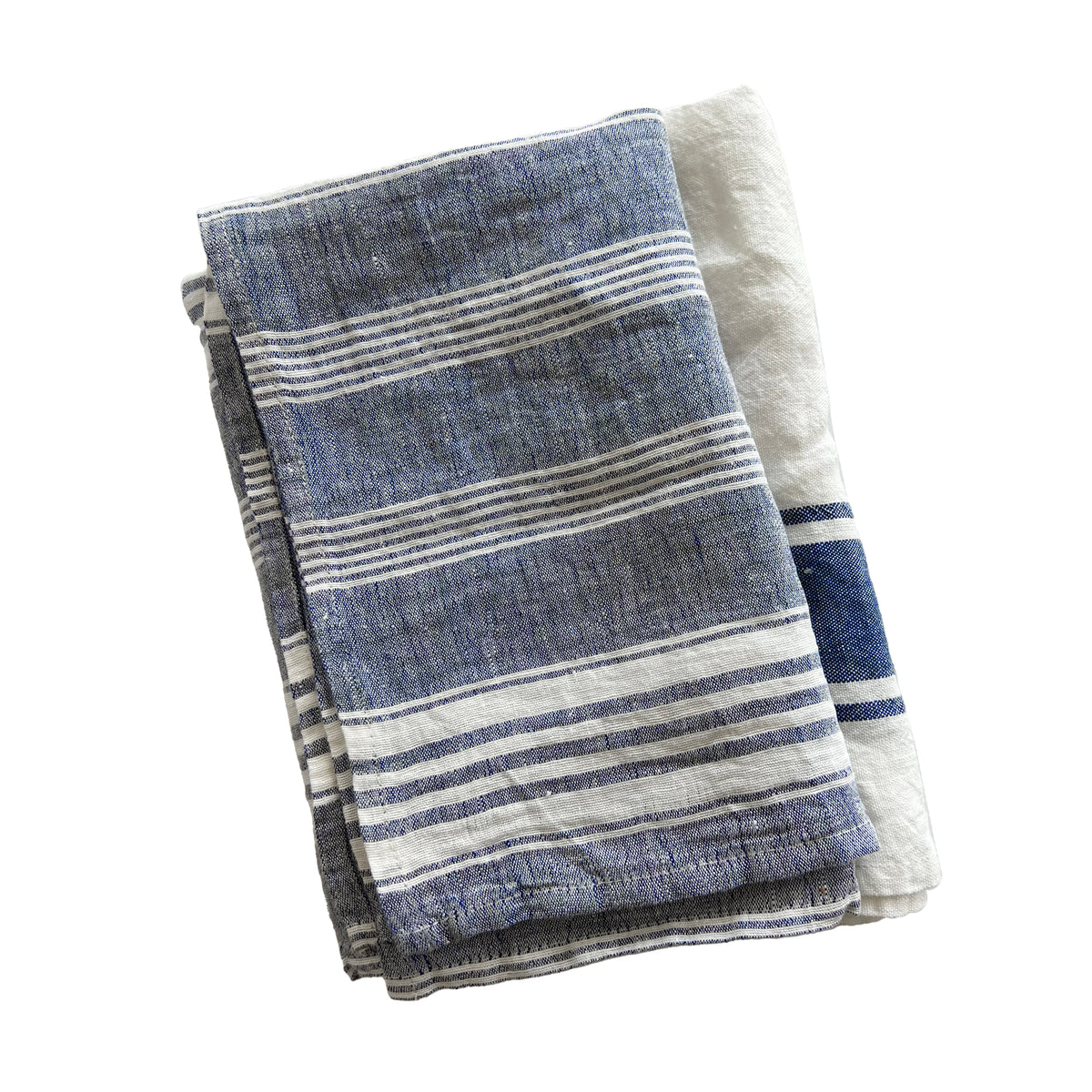 Trattoria Blue Kitchen Towels in soft Italian Linen, Set of 2 from Caskata