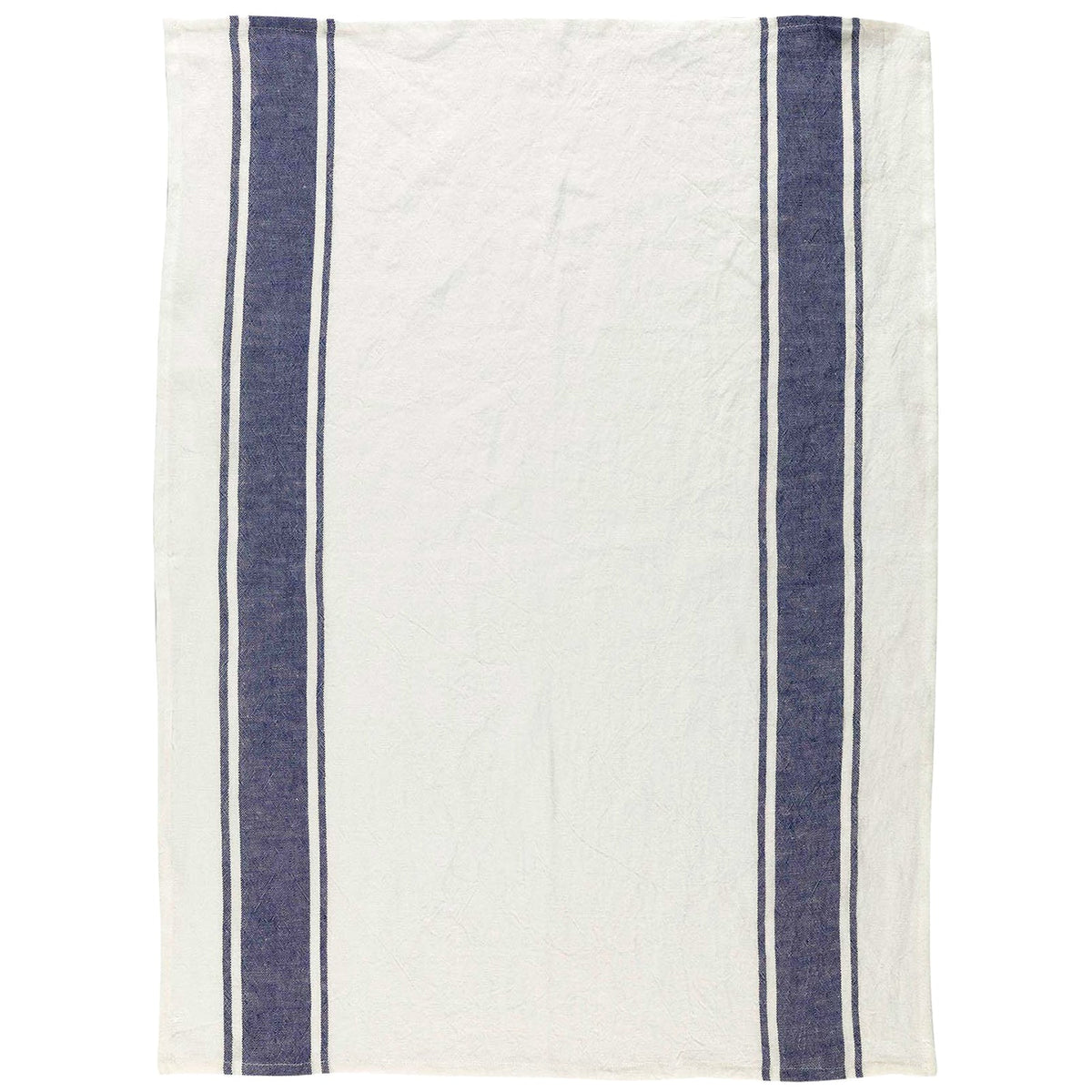 Trattoria Blue Kitchen Towel Large Border Stripes sold as part of a mixed set of 2 in Italian Linen from Caskata