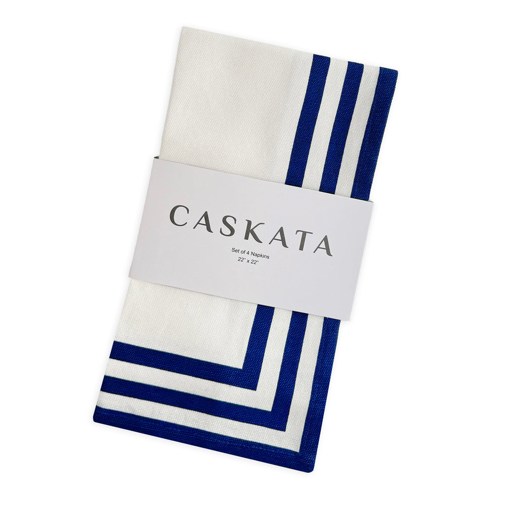 Triple Stripe Blue Dinner Napkins image 9