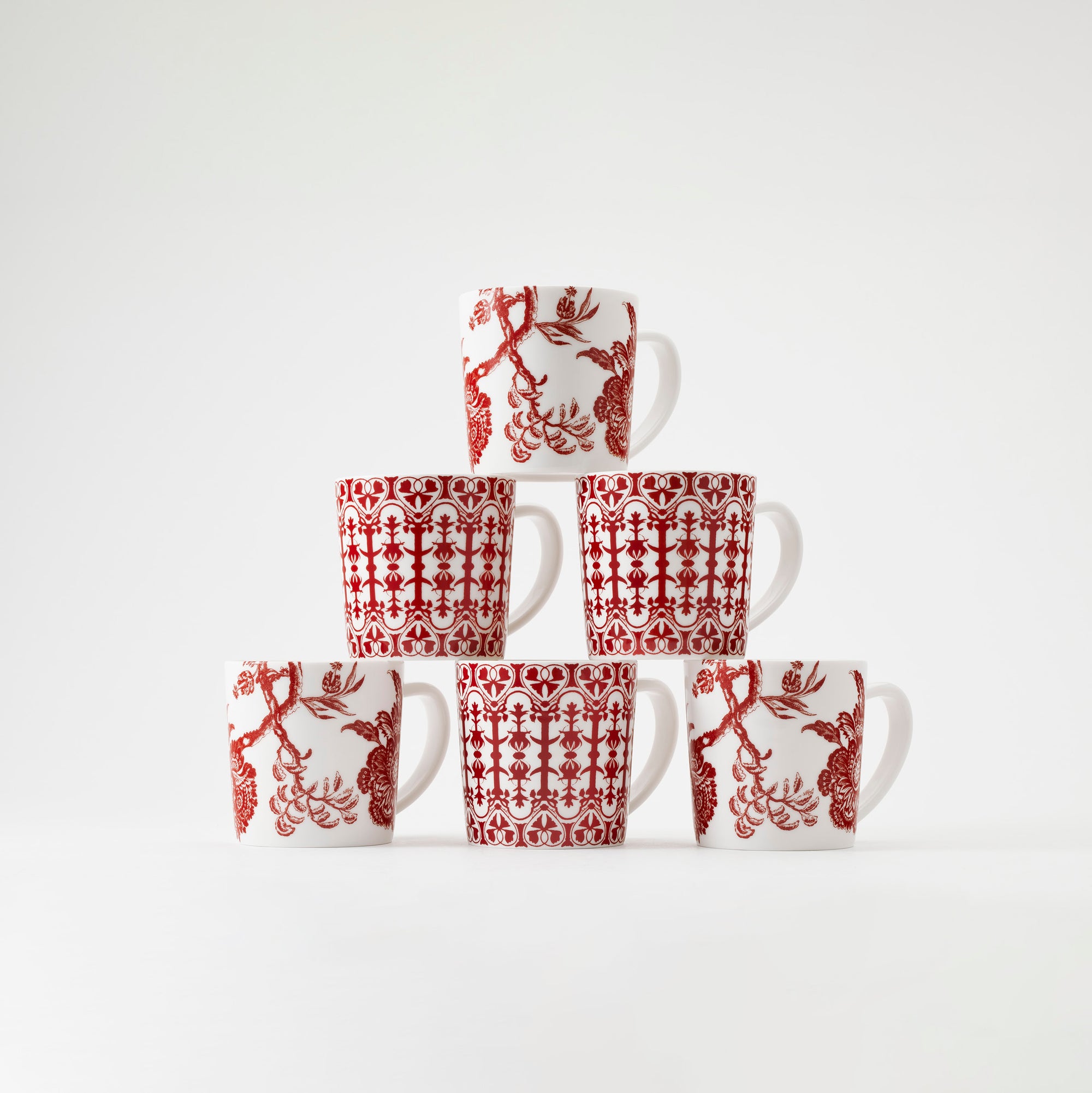 Crimson Duo Set of 6 Mugs - Caskata