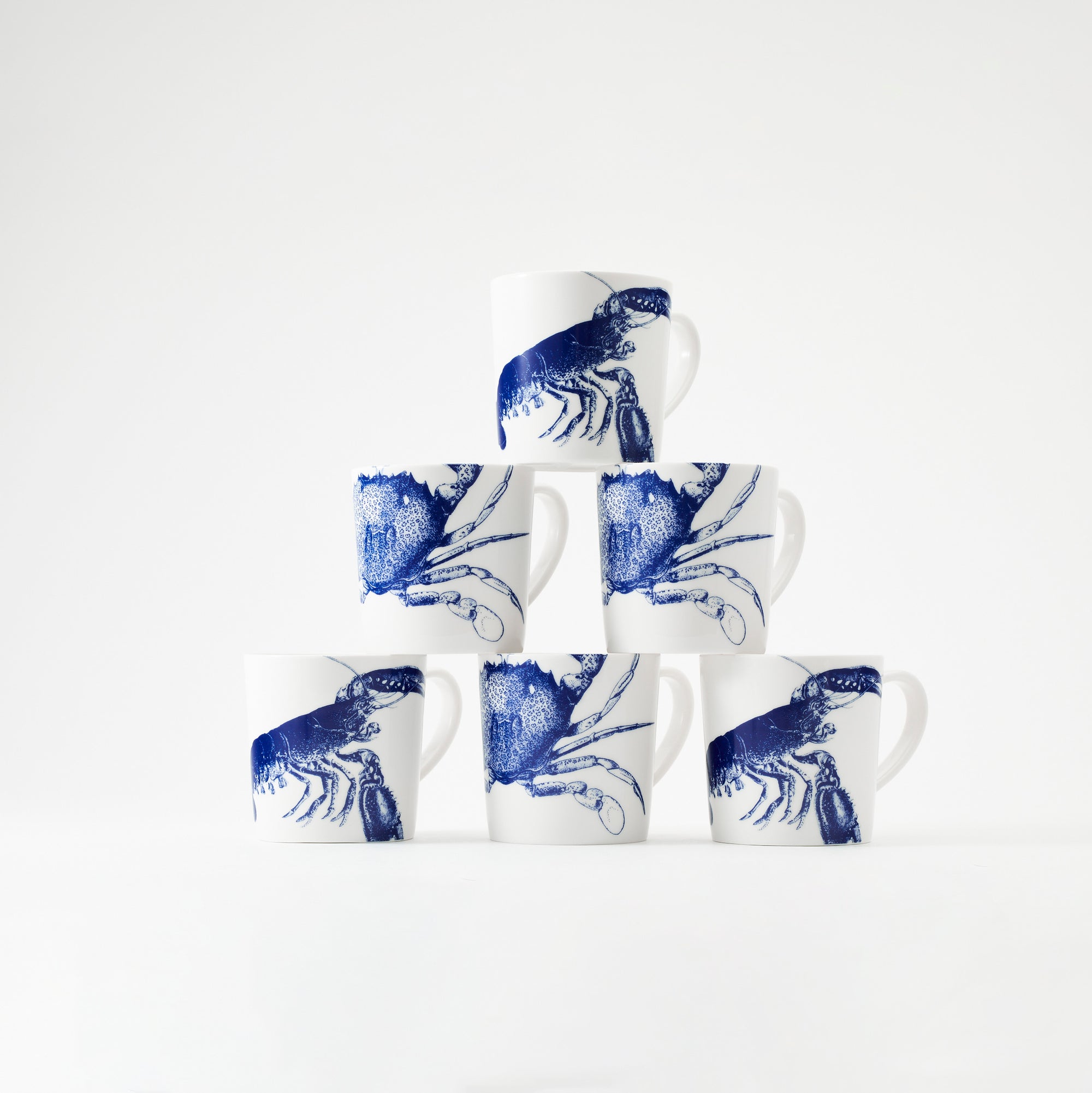 The Crustacean Combo Set of 6 Mugs - Blue - Caskata