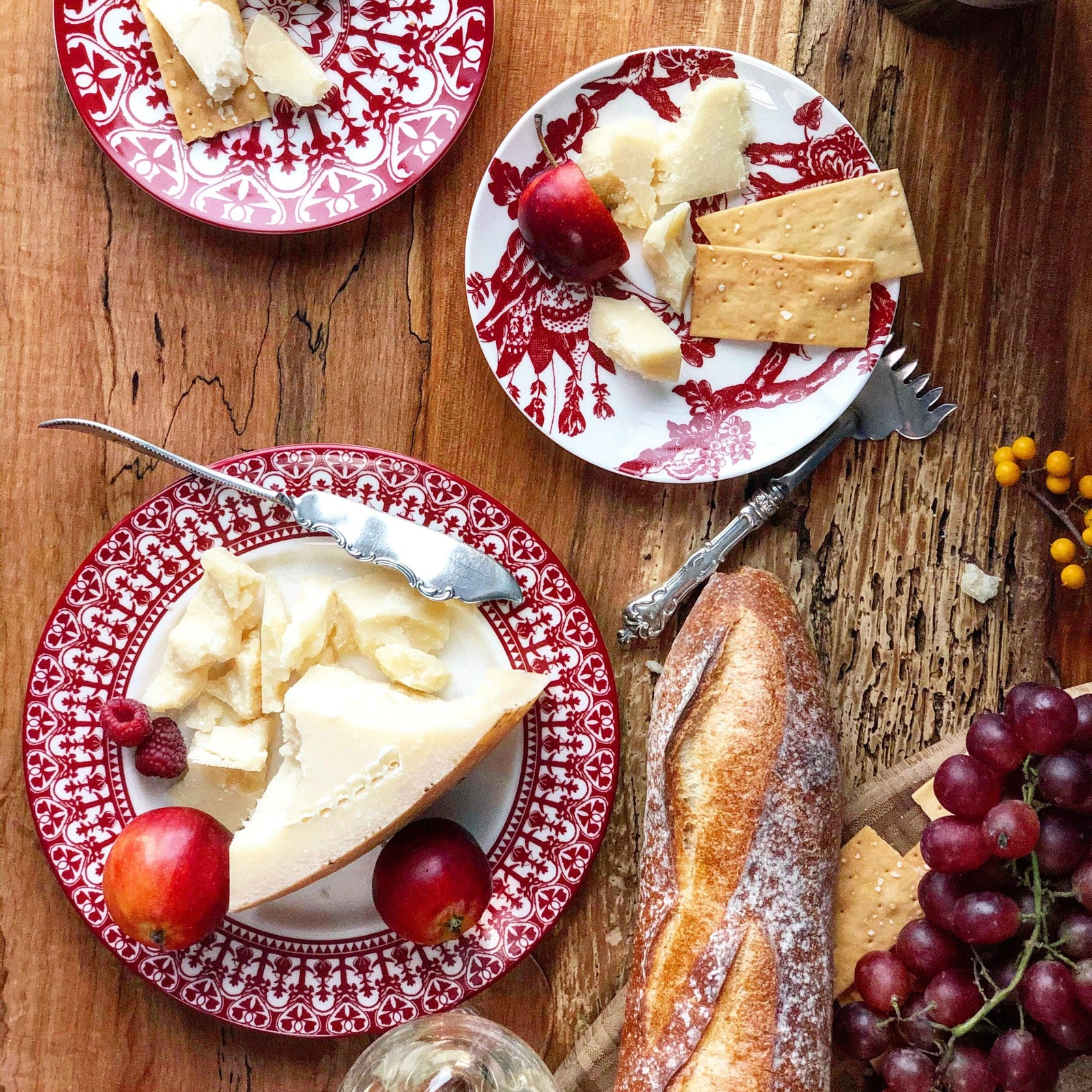 Casablanca Crimson Red and white high fired porcelain salad plate from Caskata