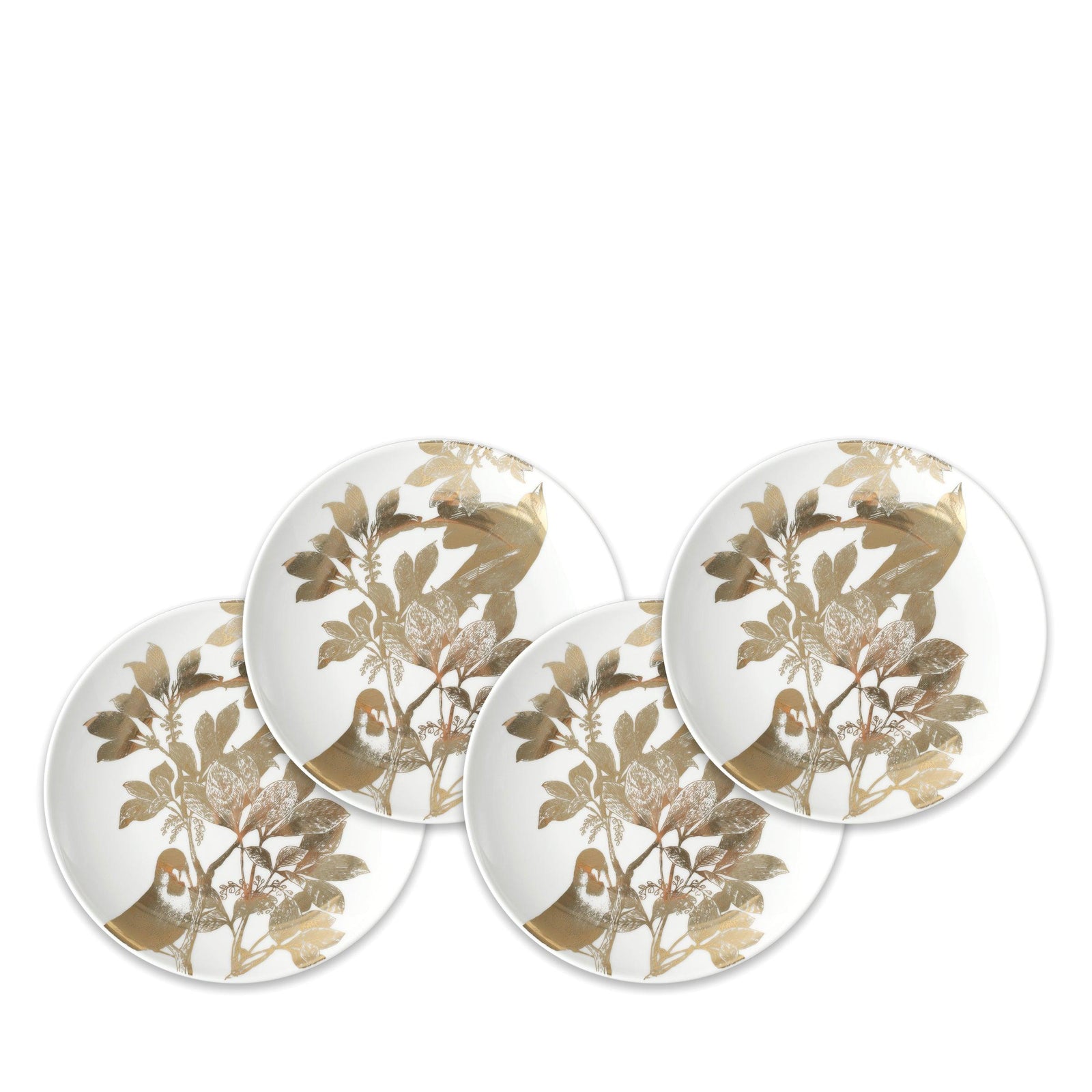 Arbor Gold Birds Canapé Plates Boxed Set/4 - Caskata