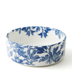 Large Arbor blue and white premium porcelain pet bowl from Caskata.
