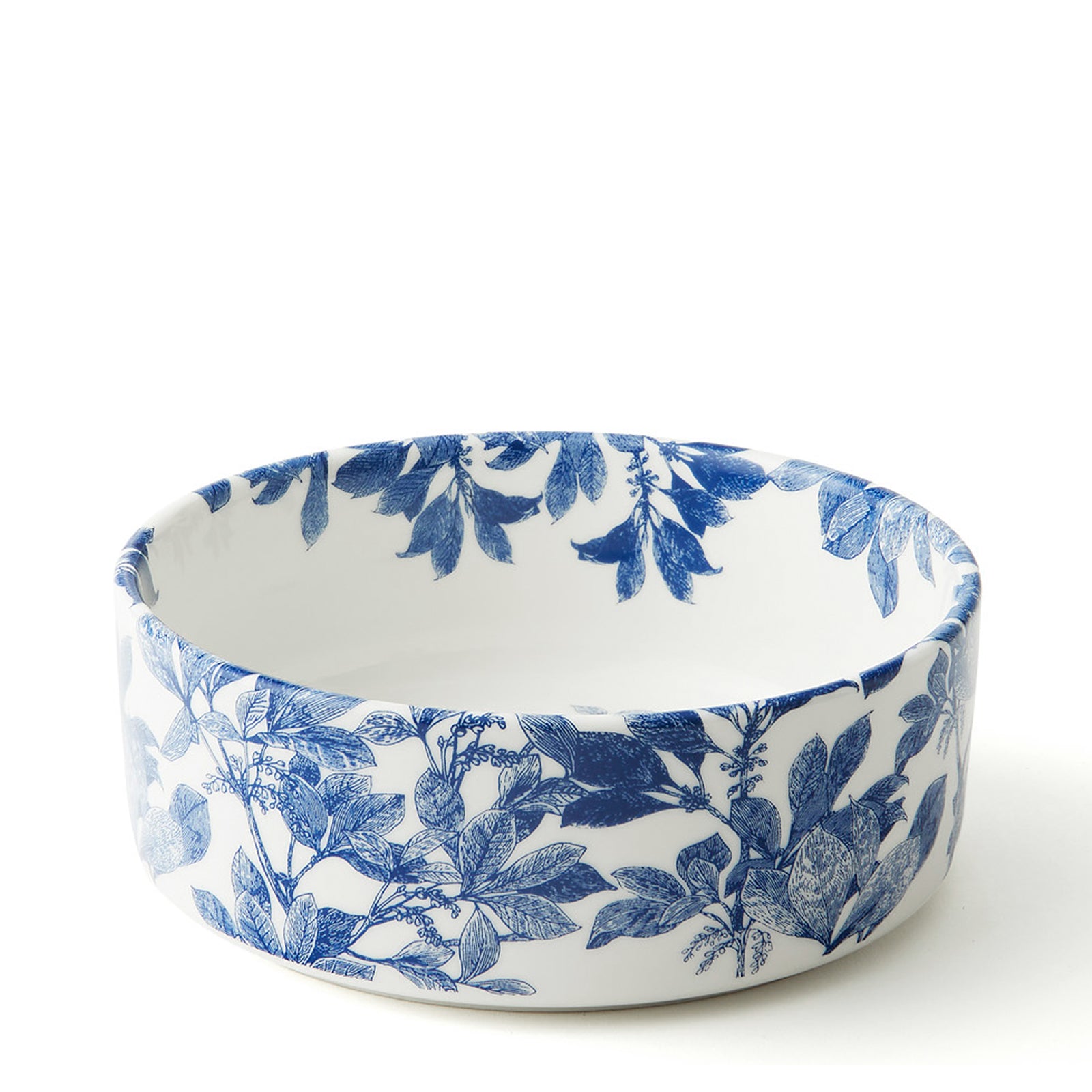 Arbor blue and white premium porcelain pet bowl from Caskata.