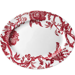 Arcadia Crimson Large Oval Platter in red and white premium porcelain dinnerware from Caskata