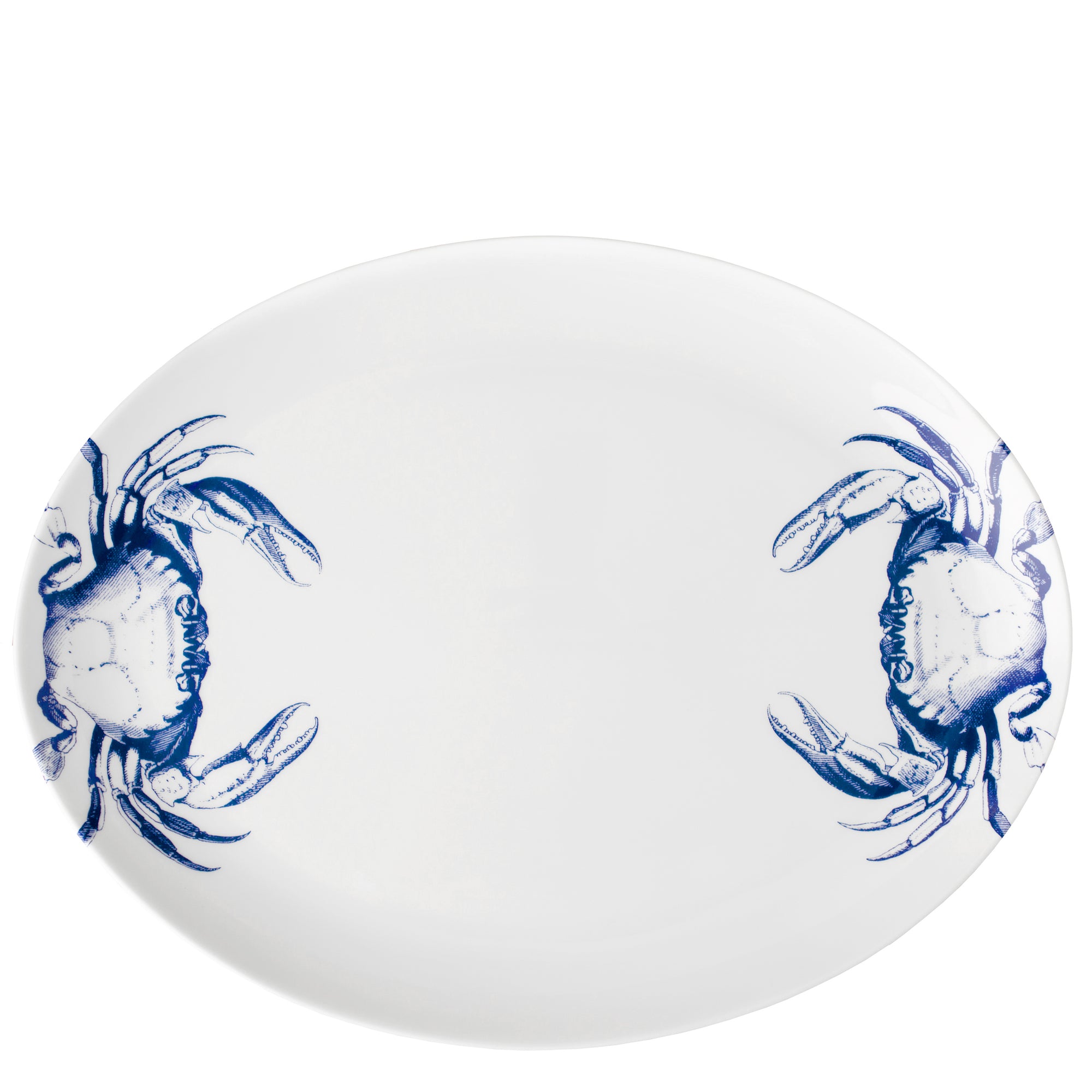 Crabs Blue Coupe Oval Platter - Caskata
