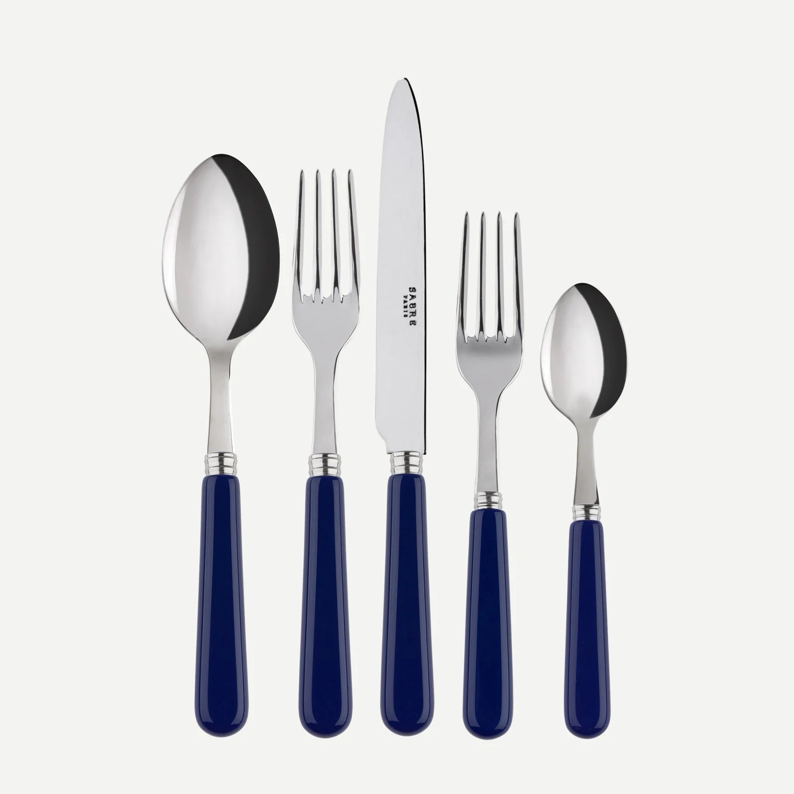 Sabre Bistro Blue 5-Piece Flatware Setting from Caskata.