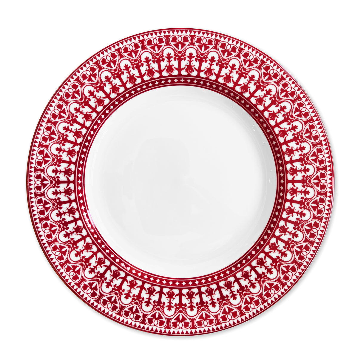 Casablanca Crimson Dinner Plate in Red and White Porcelain from Caskata