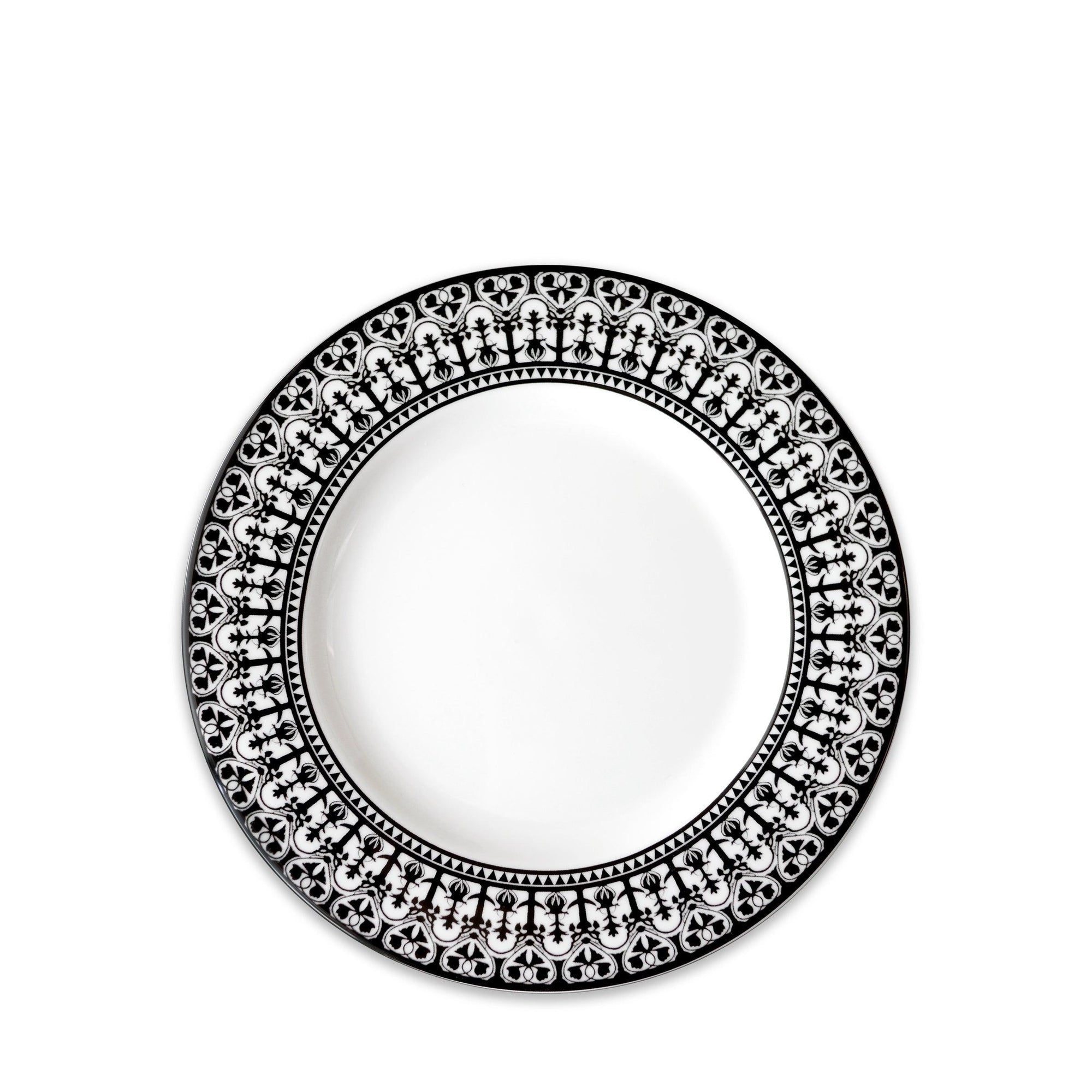 Casablanca Salad Plate in black and white, high-fired porcelain dinnerware- Caskata