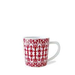 Casablanca Crimson high-fired Porcelain mug in red and white from Caskata