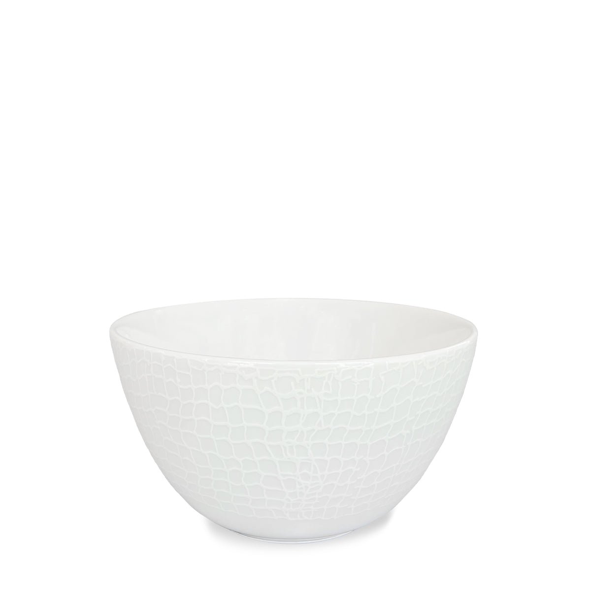 Premium porcelain white fishing net design Catch Tall Cereal Bowl from Caskata.