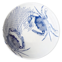 Crabs Blue Wide Serving Bowl - Caskata