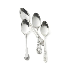 Vintage, silver-plated demitasse espresso spoons collected and restored by Caskata.