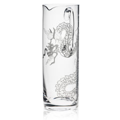 Dragon tall crystal pitcher sand-etched from Caskata