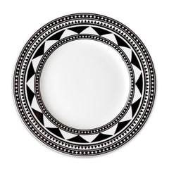 Fez Dinner Plate in Black and White high-fired porcelain dinnerware- Caskata