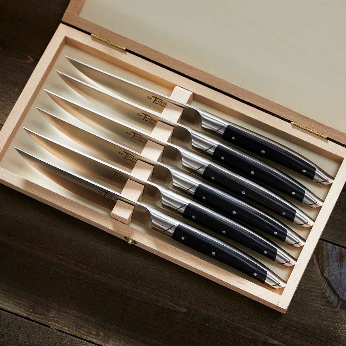 Goyon-Chazeau Black Paperstone Steak Knives Boxed Set/6