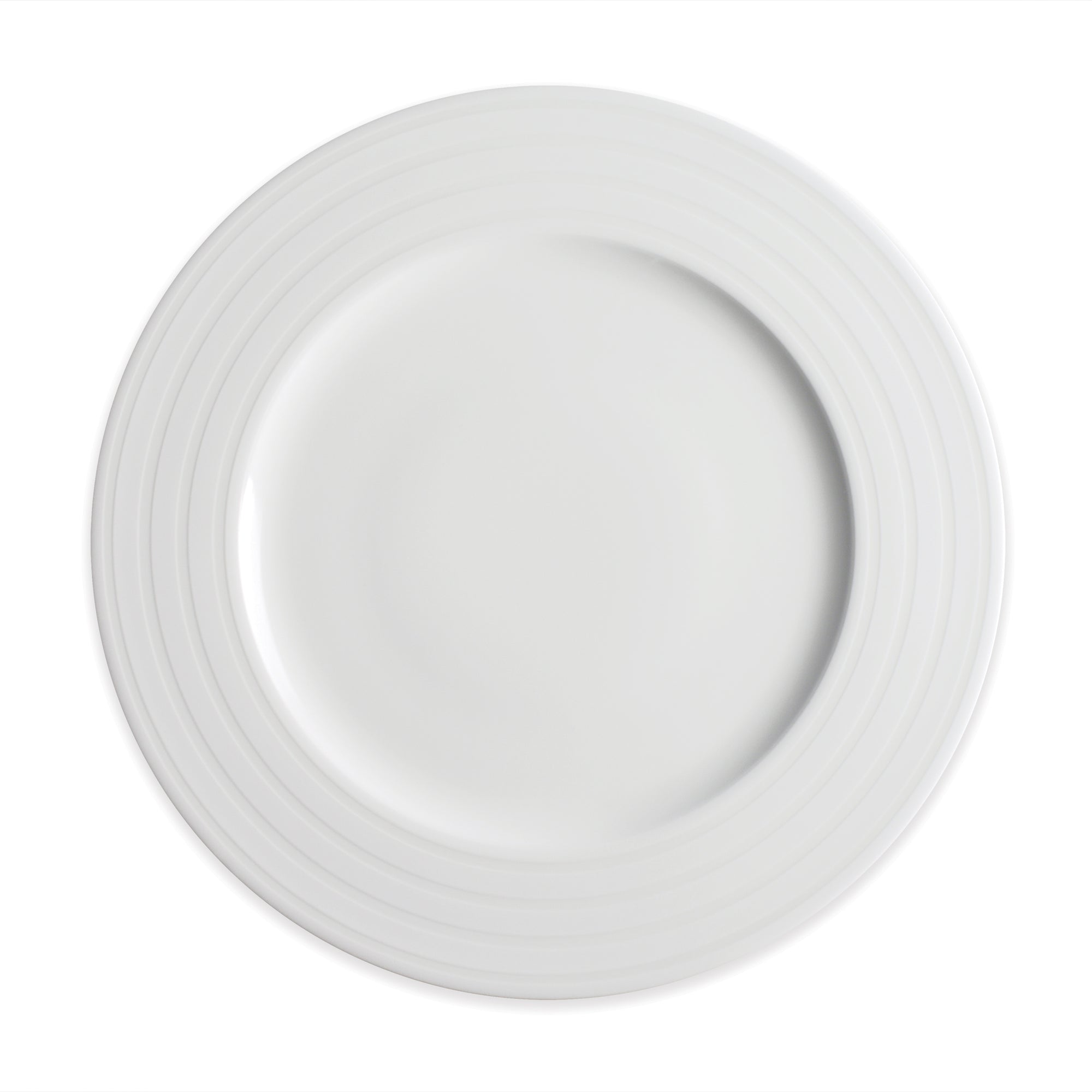 Cambridge Stripe Dinner Plate in raised white on white, high-fired porcelain dinnerware- Caskata