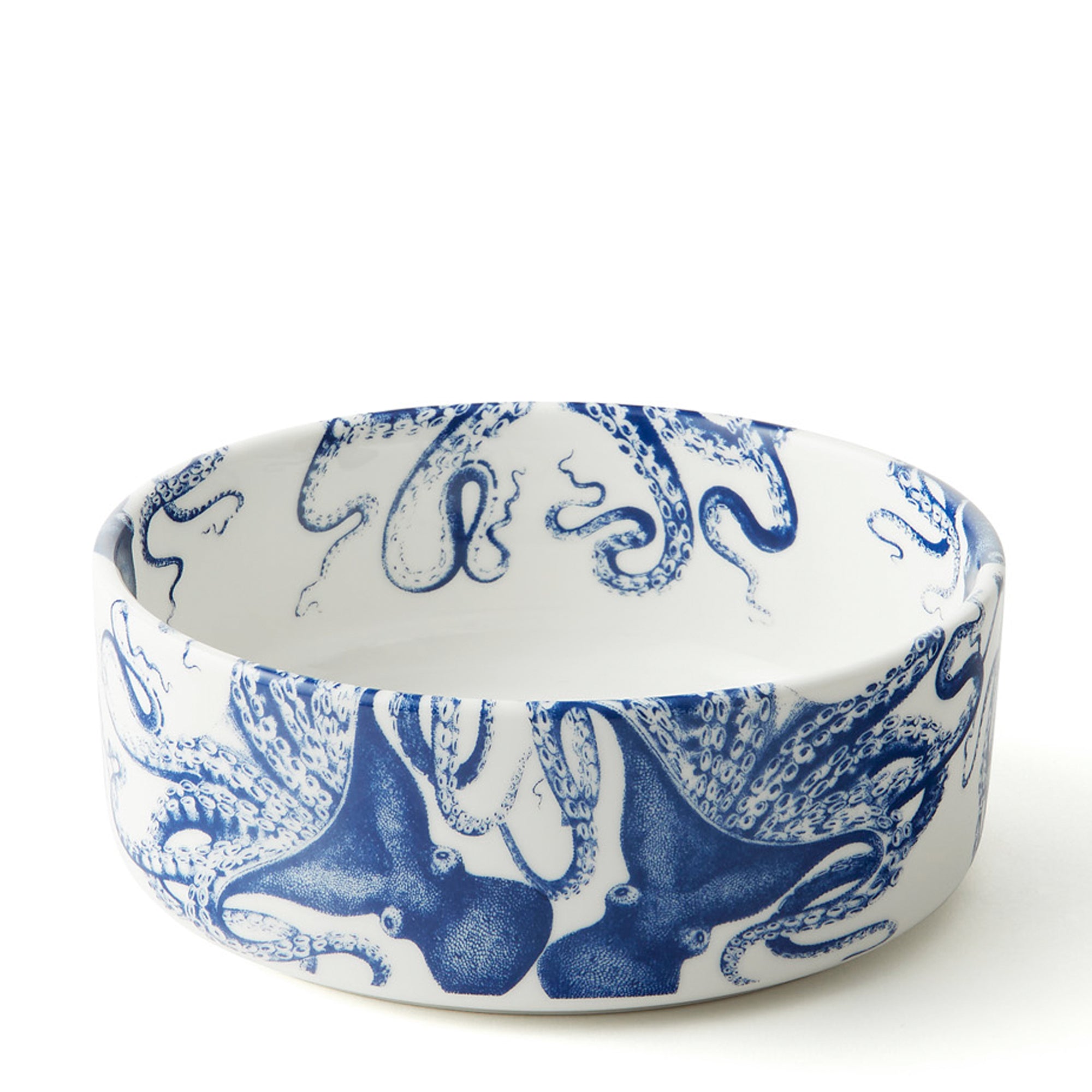 Lucy the Octopus Large Porcelain Pet bowl in Blue and White from Caskata