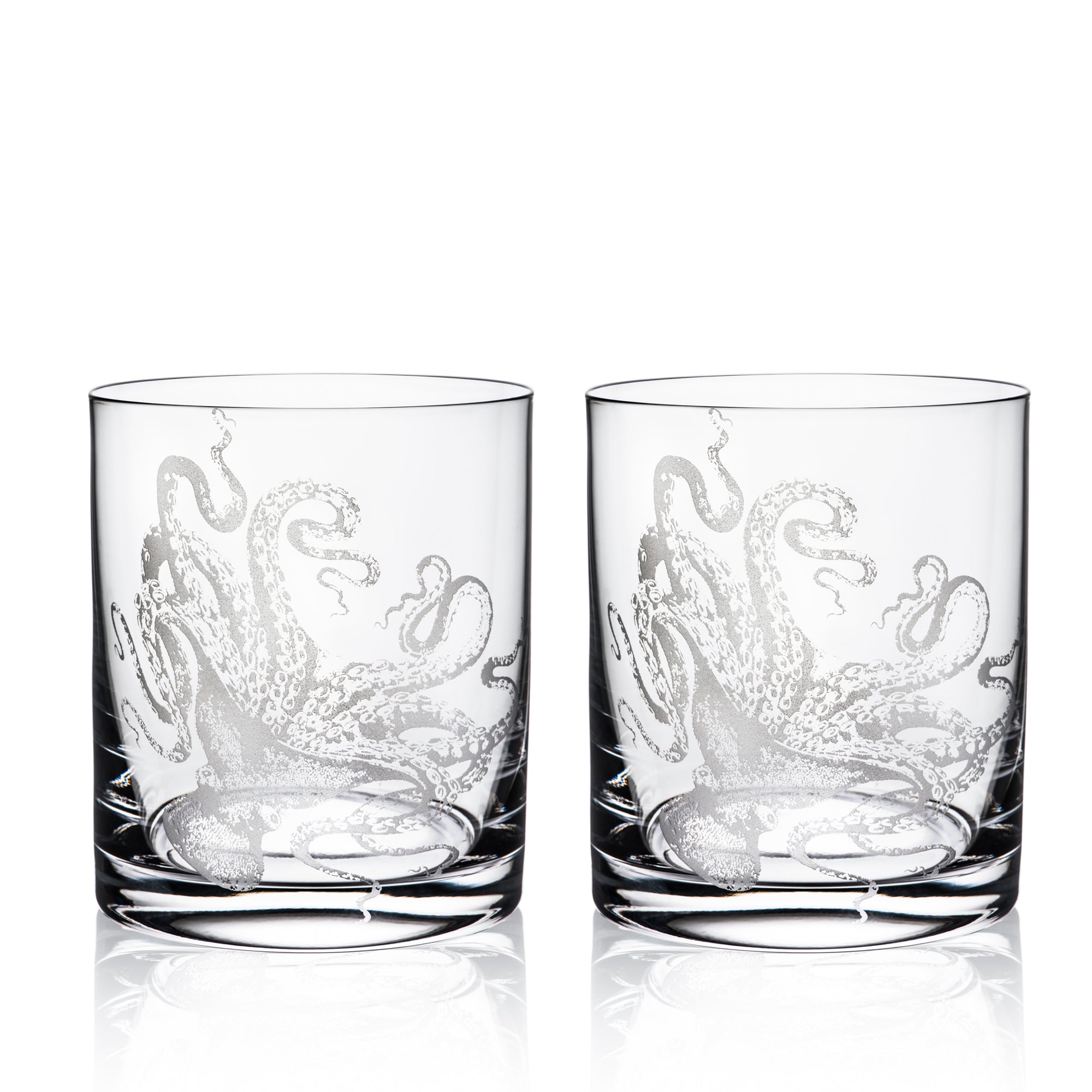 Lucy Tumbler Glasseware Set of 2 Hand etched crystal drinkware glasses from Caskata