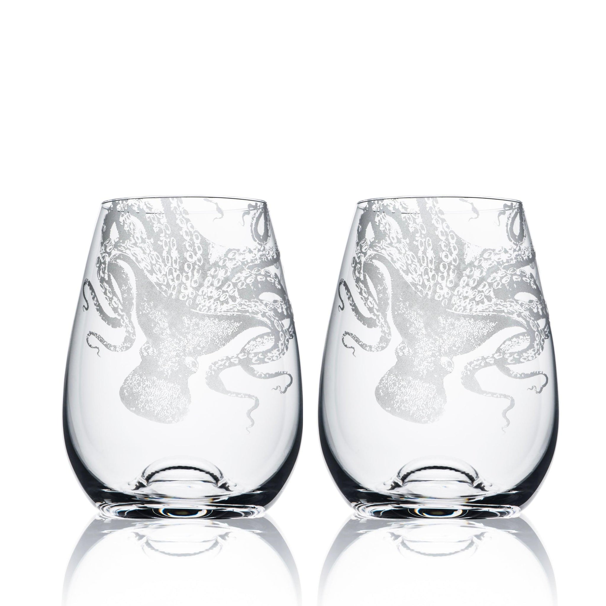 Blue Lucy Stemless Wine Glass Set / 2