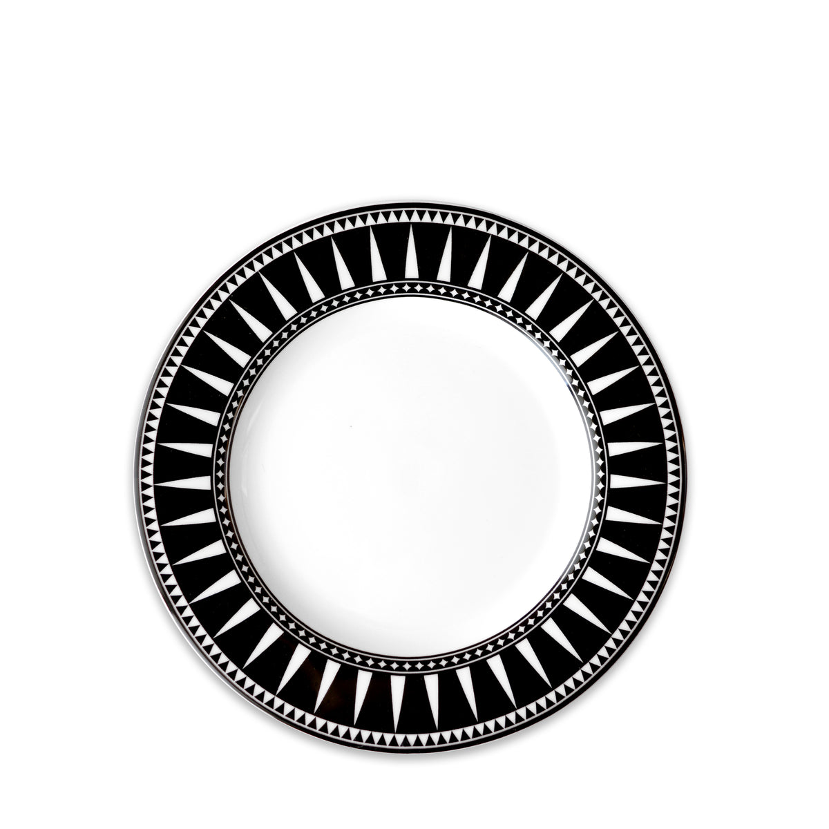 Marrakech Salad Plate in black and white high-fired porcelain dinnerware- Caskata