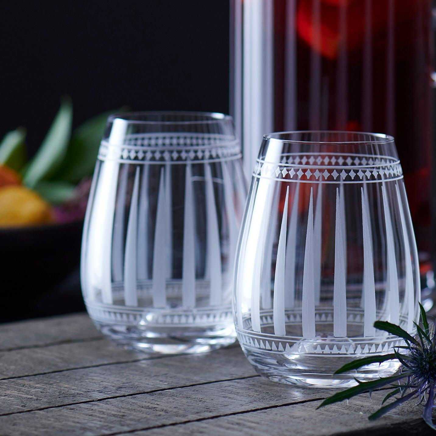 Caskata Marrakech Stemless Wine Glasses Set of 4