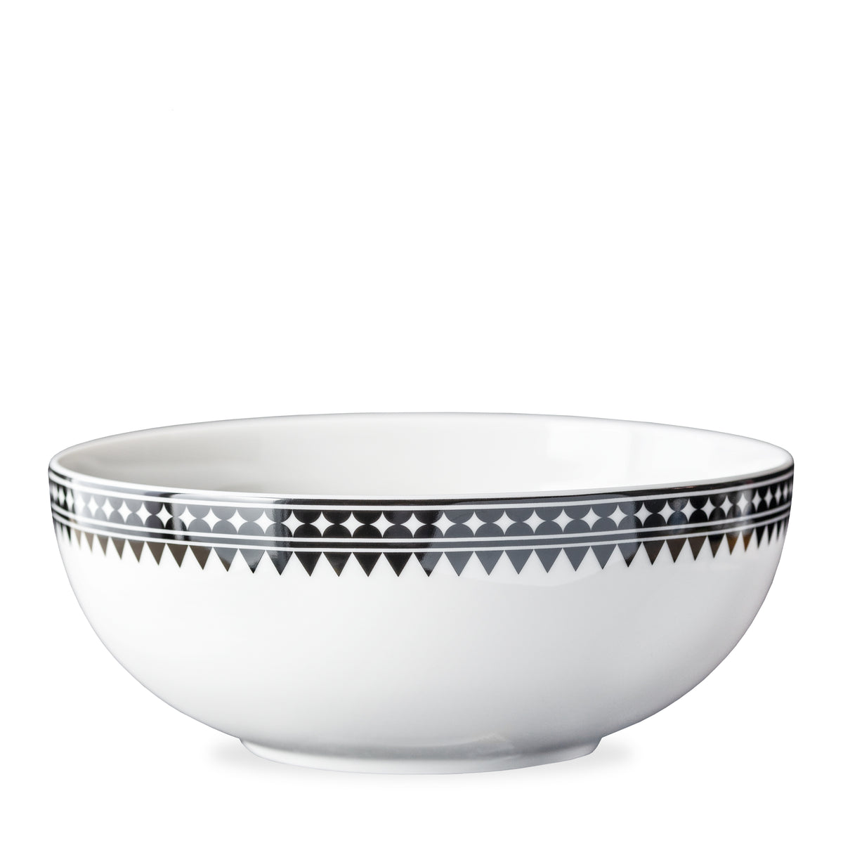 Marrakech Vegetable Serving Bowl in black and white high-fired porcelain dinnerware- Caskata