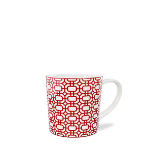 Newport Garden Gate Crimson Mug in Red and White Porcelain from Caskata