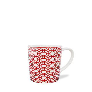 Newport Garden Gate Crimson Mug in Red and White Porcelain from Caskata