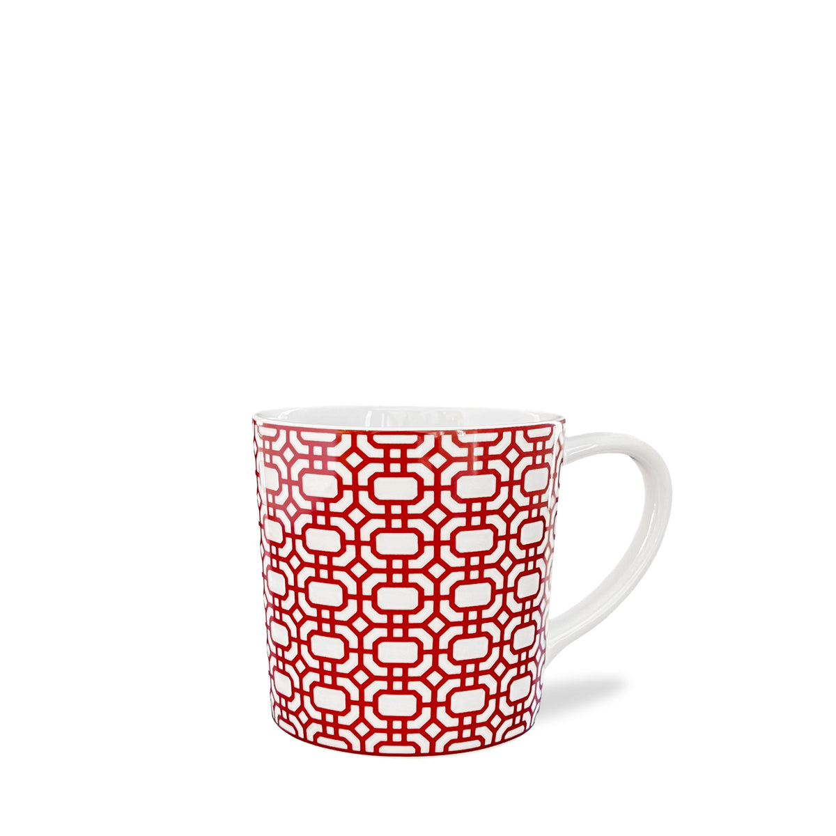 Newport Garden Gate Crimson Mug in Red and White Porcelain from Caskata