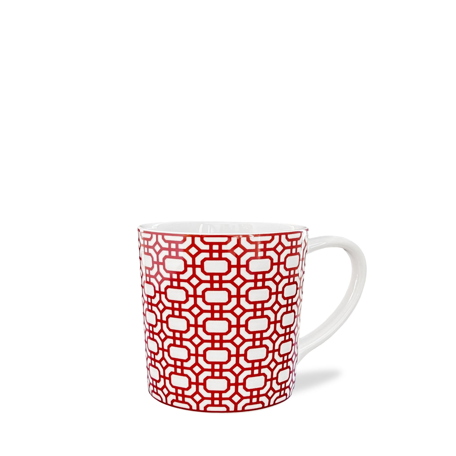 Newport Garden Gate Crimson Mug in Red and White Porcelain from Caskata