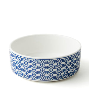 Newport large porcelain pet bowl in blue and white from Caskata