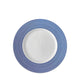 Newport Stripe Rimmed Salad Plate crafted from high-fired porcelain featuring a Newport Stripe design with blue concentric circles around the rim by Caskata Artisanal Home.