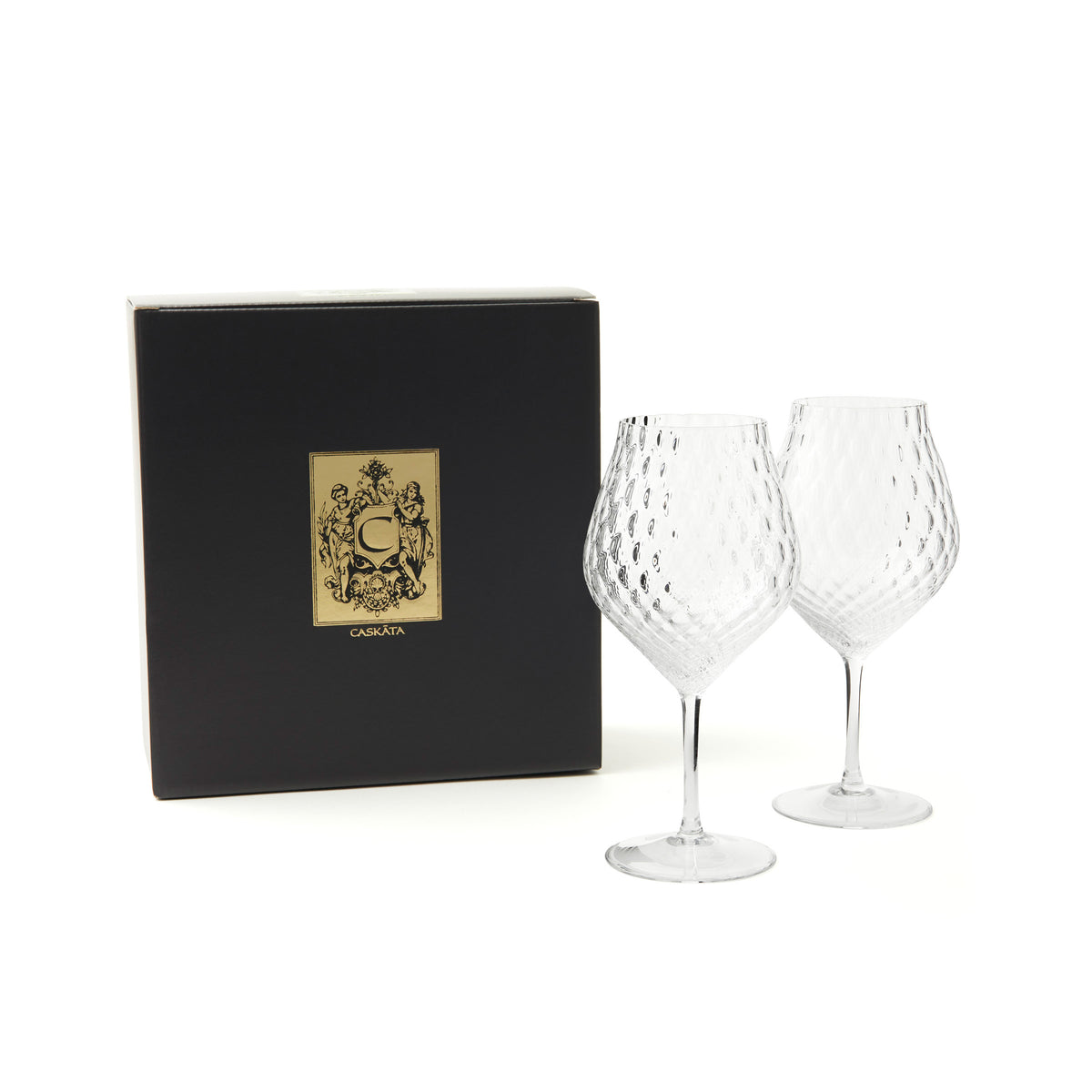 Phoebe clear mouth-blown optic crystal universal wine glasses from Caskata.