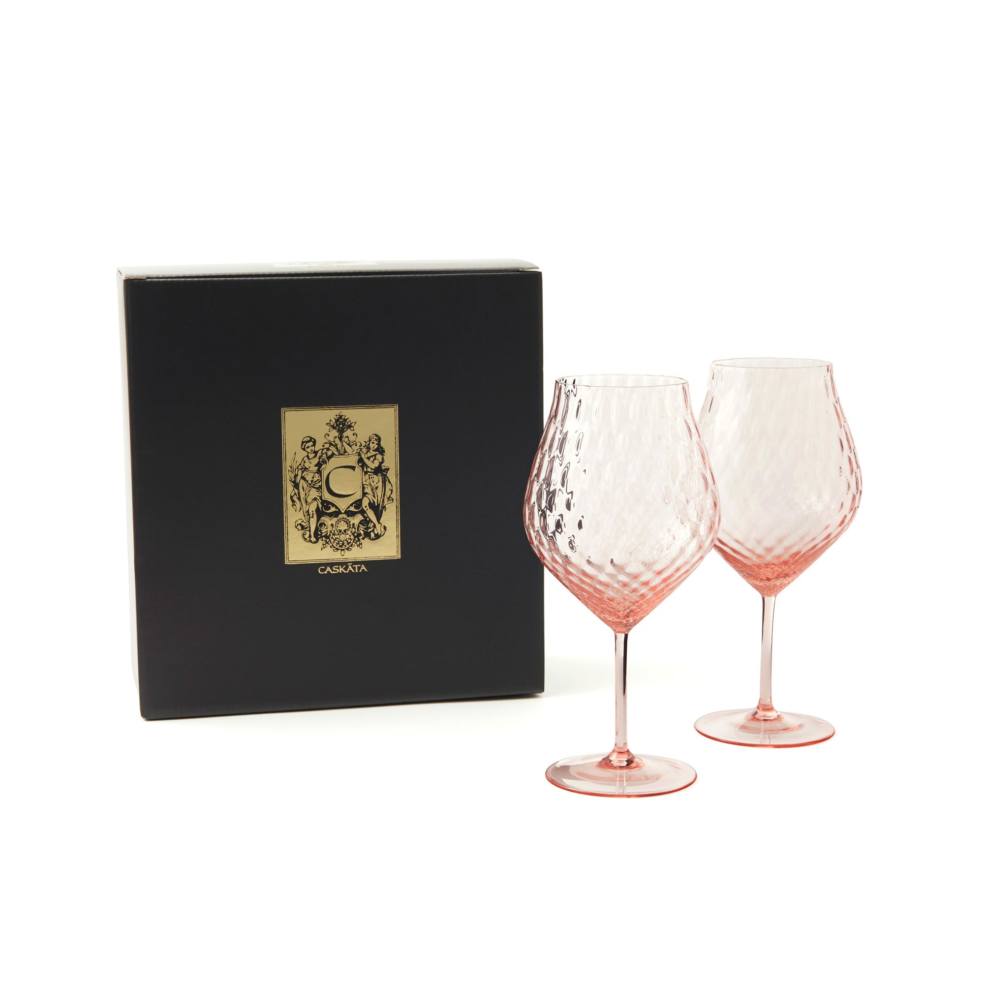 Phoebe rose pink crystal tulip universal wine glasses from Caskata.