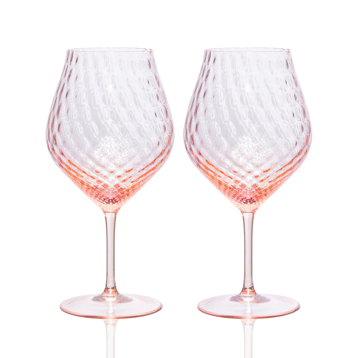 Phoebe rose pink crystal tulip universal wine glasses from Caskata.